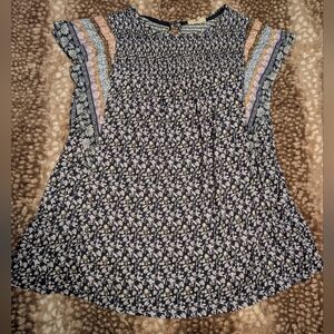 Maurices Adorable Boho Smocked Top With Printed Flutter Sleeves Plus 1X